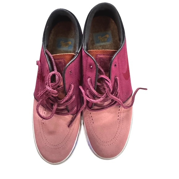 Nike SB Zoom Stefan Janoski Low Top Burgundy Pink Suede Skater Sneaker Shoes - Picture 2 of 14